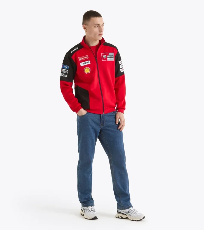 Felpa sportiva Ducati Replica Mgp25 con zip integrale Felpa sportiva Ducati 2025 MotoGP replica con zip integrale