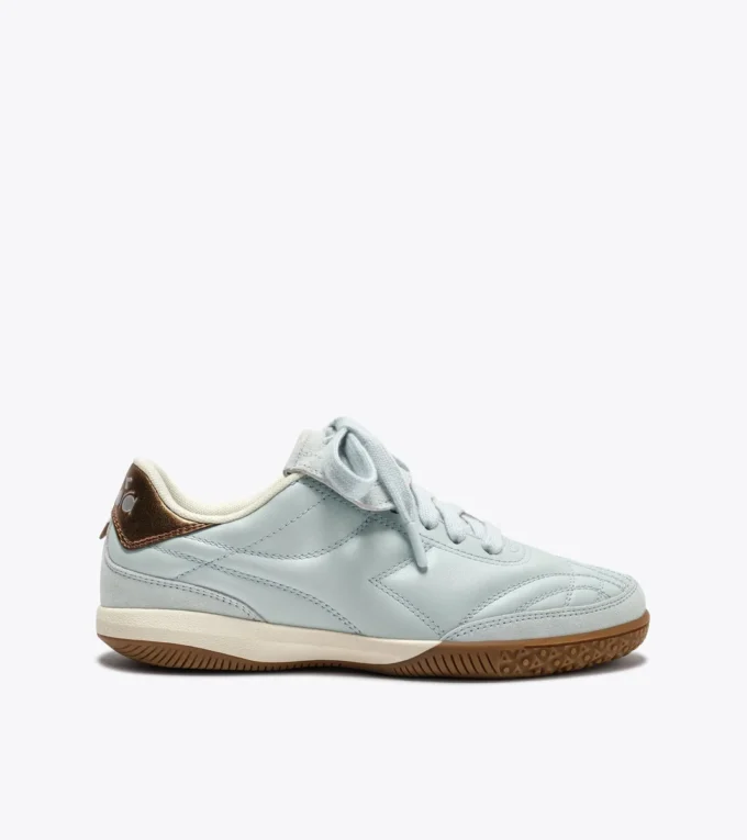 Gold Indoor Metal Sneakers in pelle in stile terrace