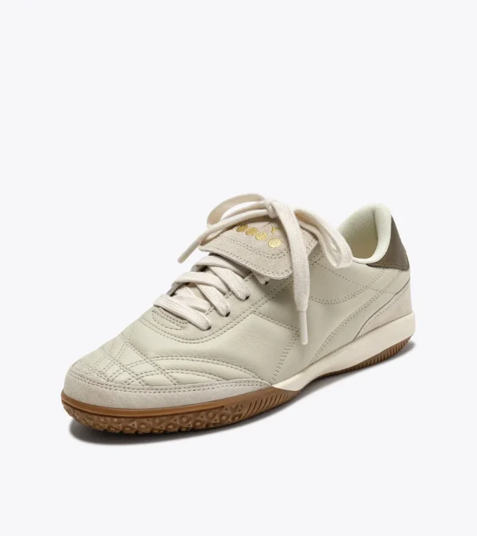 Gold Indoor Metal Sneakers in pelle in stile terrace