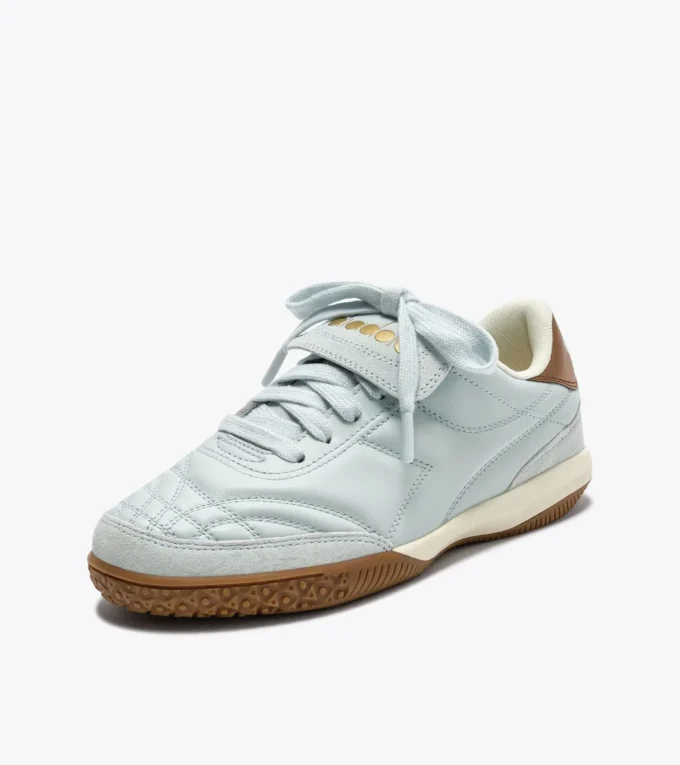 Gold Indoor Metal Sneakers in pelle in stile terrace