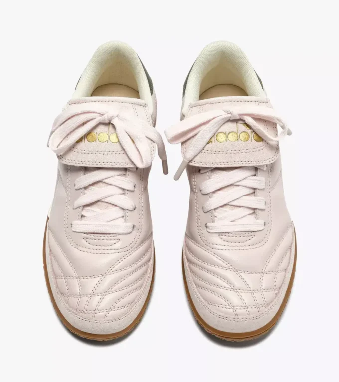 Gold Indoor Metal Sneakers in pelle in stile terrace