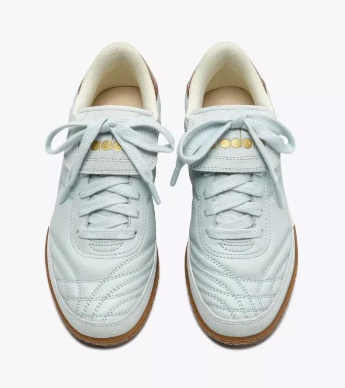 Gold Indoor Metal Sneakers in pelle in stile terrace