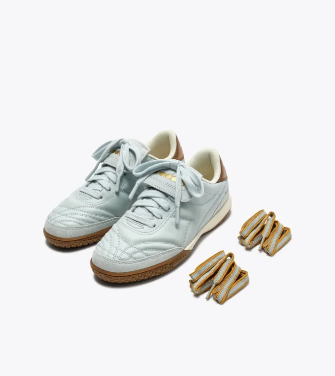 Gold Indoor Metal Sneakers in pelle in stile terrace