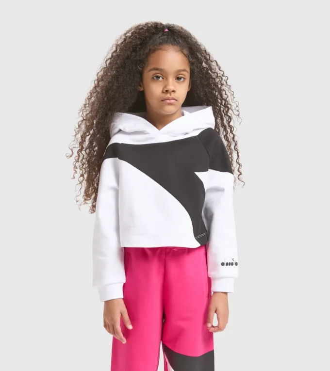 Jg.Hoodie Crop Power Logo Felpa sportiva in cotone – Bambina