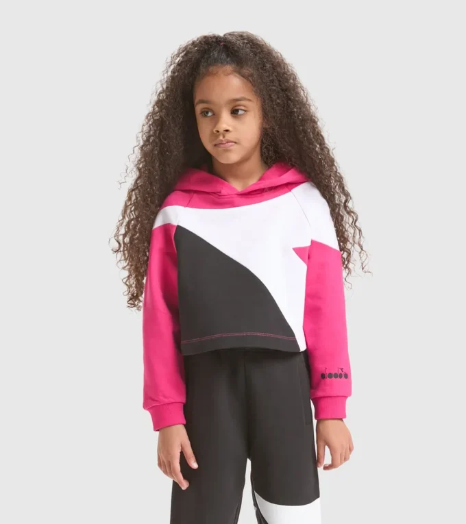 Jg.Hoodie Crop Power Logo Felpa sportiva in cotone – Bambina