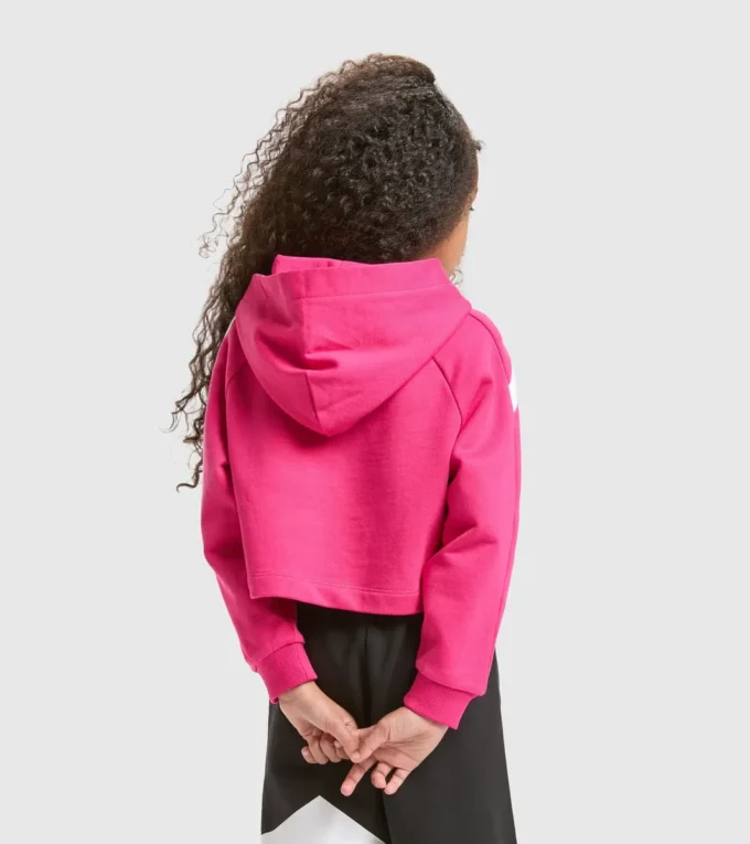 Jg.Hoodie Crop Power Logo Felpa sportiva in cotone – Bambina