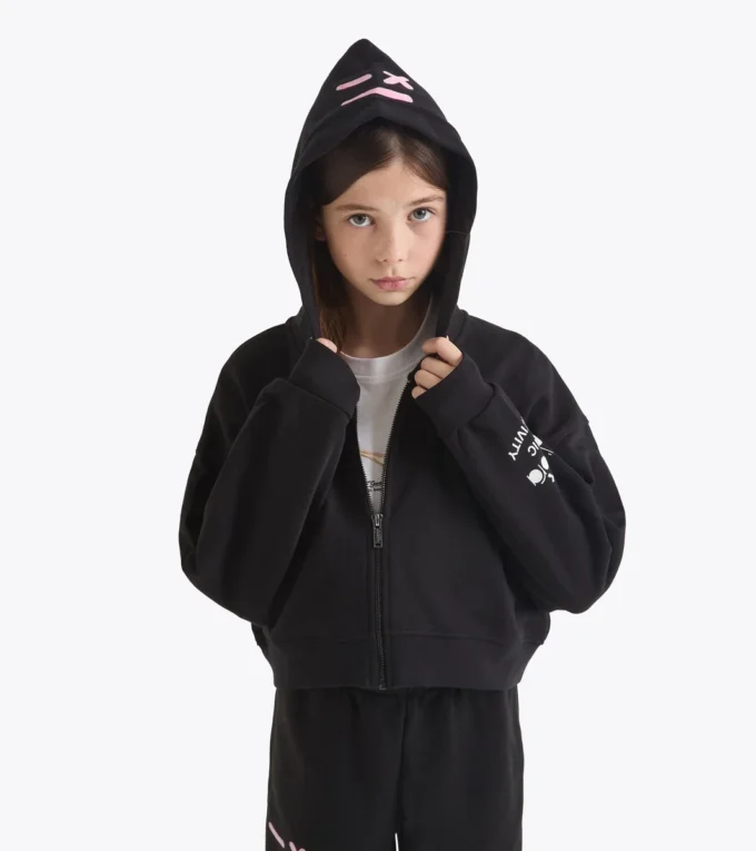 Jg. Hoodie Fz Pink Smile Felpa con cappuccio e dettagli sbiaditi – Ragazza
